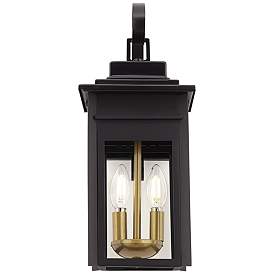 Image5 of Franklin Iron Works Bransford 17" High Black-Brass Outdoor Wall Light more views