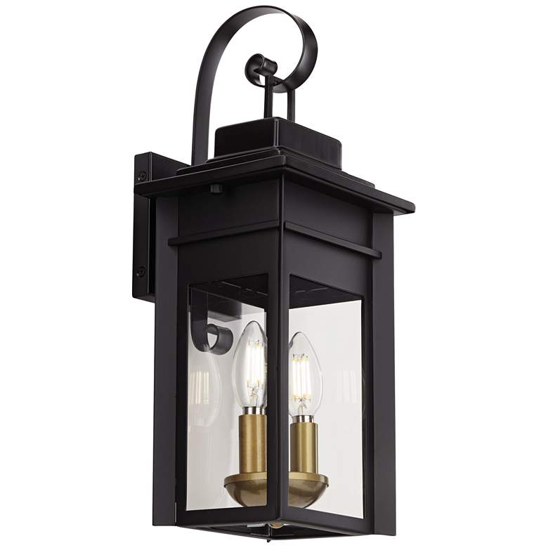 Image 6 Franklin Iron Works Bransford 17" High Black-Brass Outdoor Wall Light more views