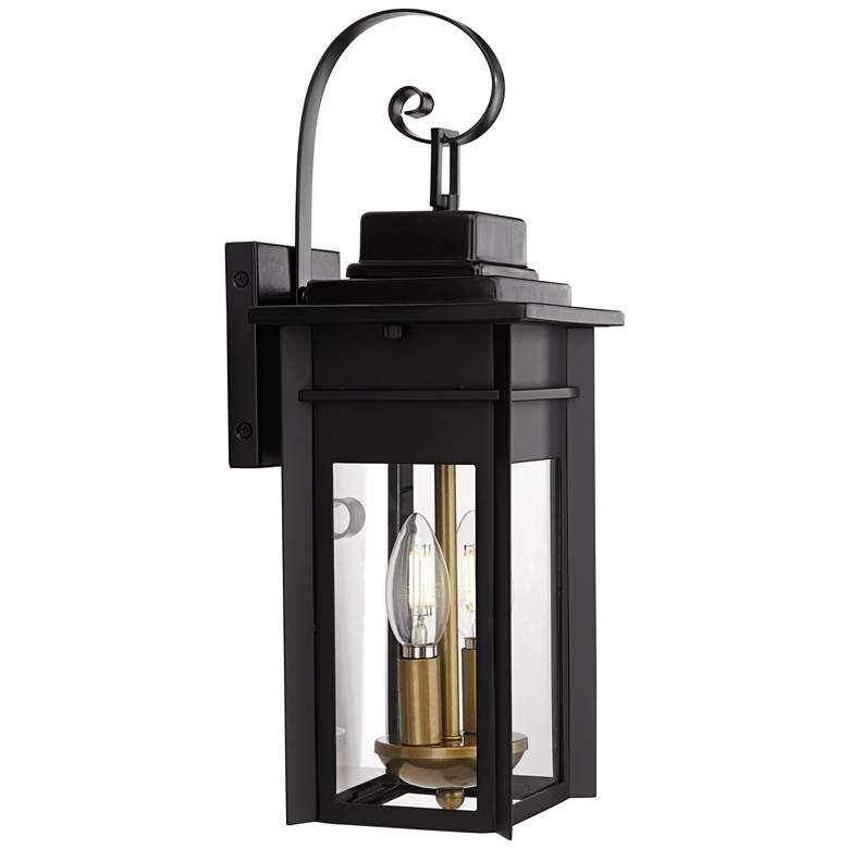 Image 7 Franklin Iron Works Bransford 17 inch High Black-Brass Outdoor Wall Light more views