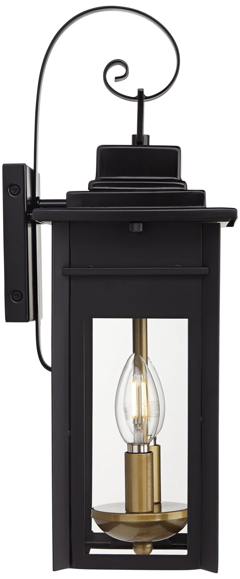 Franklin Iron Works Bransford 17" High Black-Brass Outdoor Wall Light