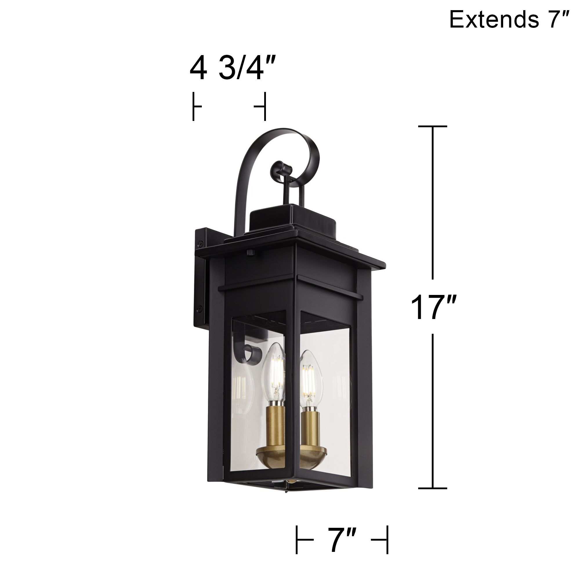 Franklin Iron Works Bransford 17" High Black-Brass Outdoor Wall Light