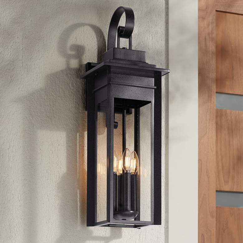 Image 1 Franklin Iron Works Bransford 28 1/4" Black-Gray Outdoor Wall Light