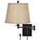 Franklin Iron Works Brinly Burlap and Brown Plug-In Swing Arm Wall Lamp