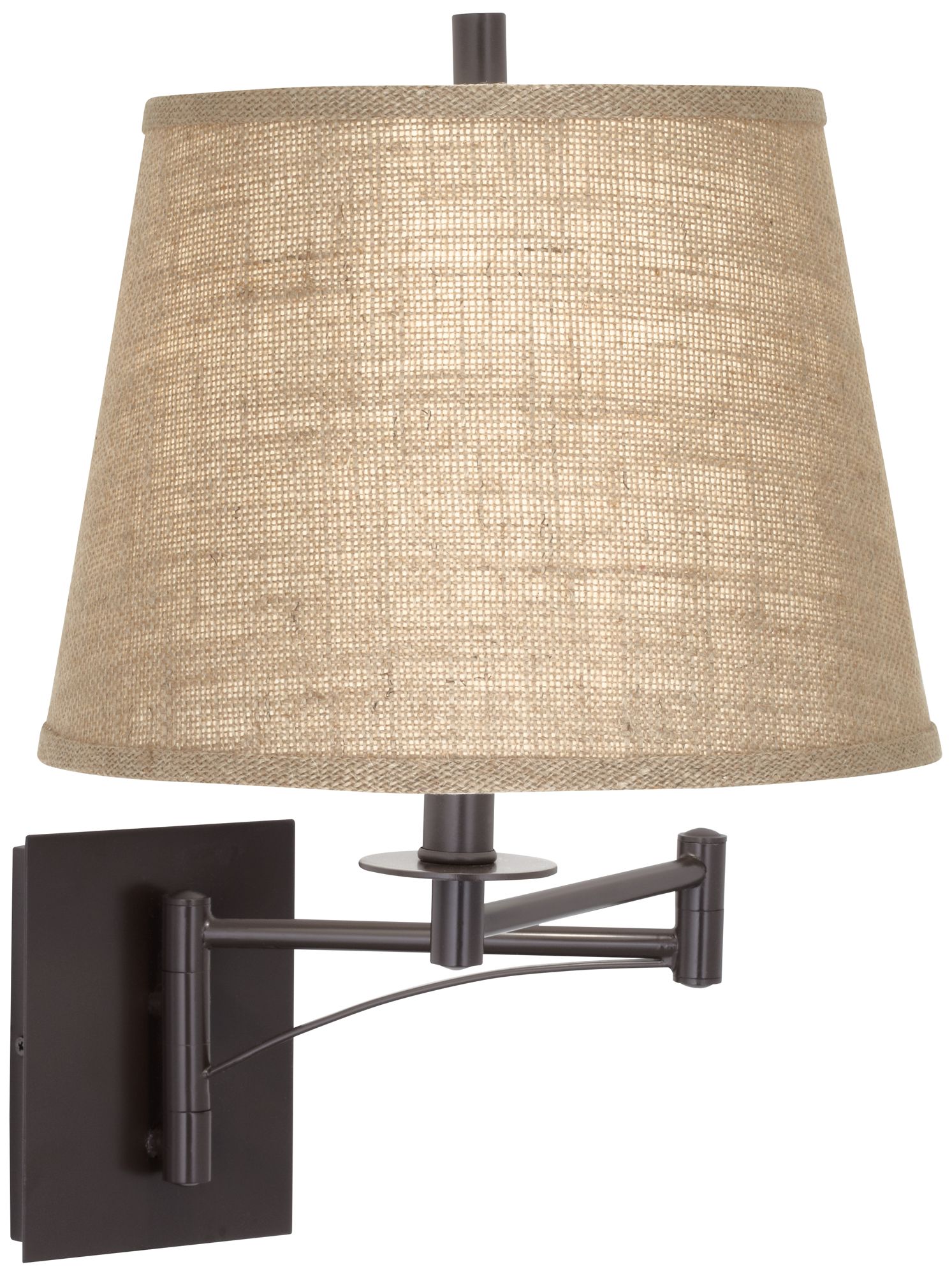 Franklin Iron Works Brinly Burlap and Brown Plug-In Swing Arm Wall Lamp