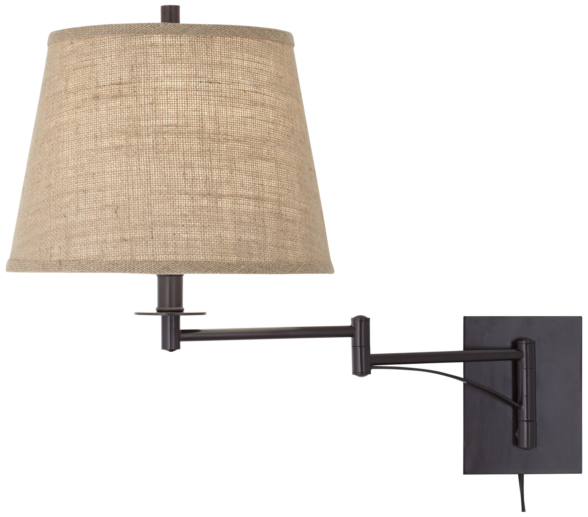 Franklin Iron Works Brinly Burlap and Brown Plug-In Swing Arm Wall Lamp