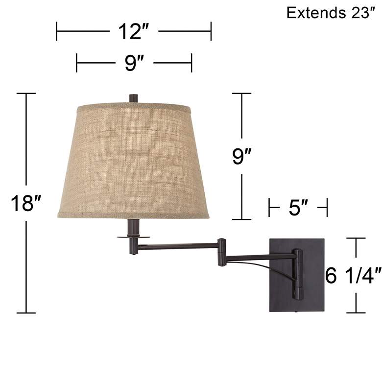 Image 7 Franklin Iron Works Brinly Burlap Plug-In Swing Arm Wall Lamps Set of 2 more views