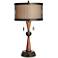Franklin Iron Works Bronze and Cherry Table Lamp with USB Workstation Base