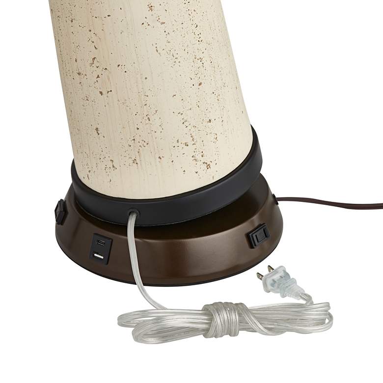 Image 4 Franklin Iron Works Bronze and Cherry Table Lamp with USB Workstation Base more views