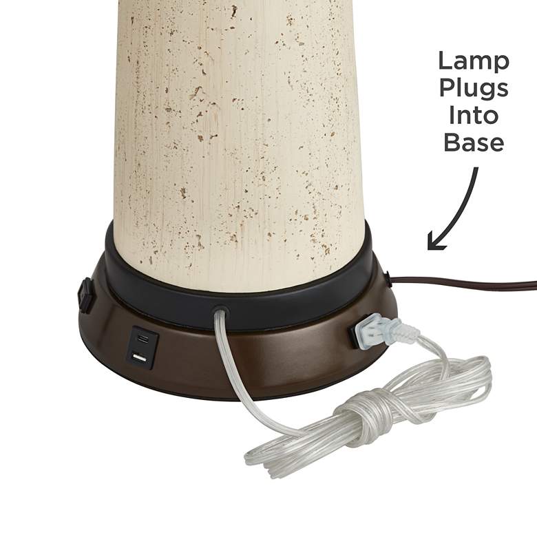 Image 5 Franklin Iron Works Bronze and Cherry Table Lamp with USB Workstation Base more views