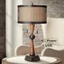 7_Franklin Iron Works Bronze and Cherry Table Lamp with USB Workstation Base more views