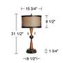 Franklin Iron Works Bronze and Cherry Table Lamp with USB Workstation Base