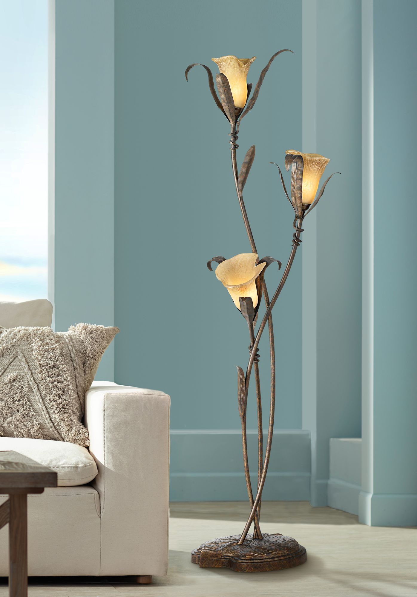 rustic gold floor lamp