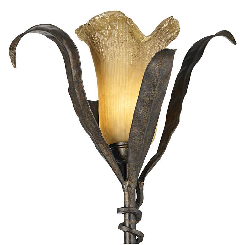 Image 3 Franklin Iron Works Bronze Gold Intertwined Lilies Floor Lamp w/ USB Dimmer more views