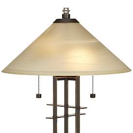 Image4 of Franklin Iron Works Bronze Planes 'n' Posts Art Glass Table Lamp more views