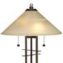 Franklin Iron Works Bronze Planes &#39;n&#39; Posts Art Glass Table Lamp