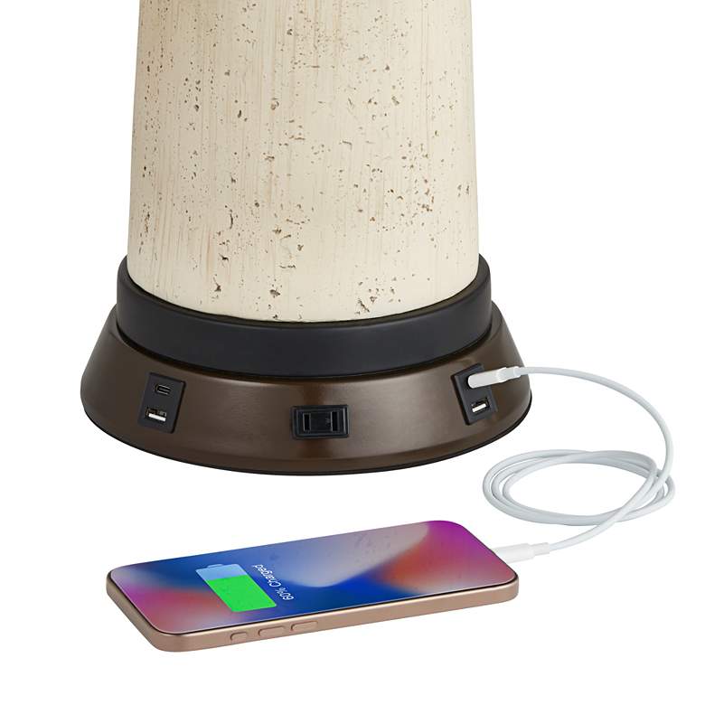 Image 6 Franklin Iron Works Bronze Table Lamp with USB and Outlet Workstation Base more views