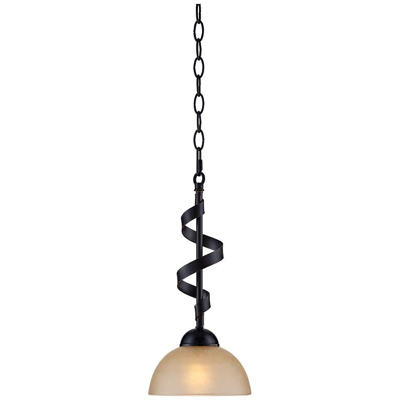 Image 2 Franklin Iron Works Bronzeador 7" Wide Spiral Ribbon Mini Pendant