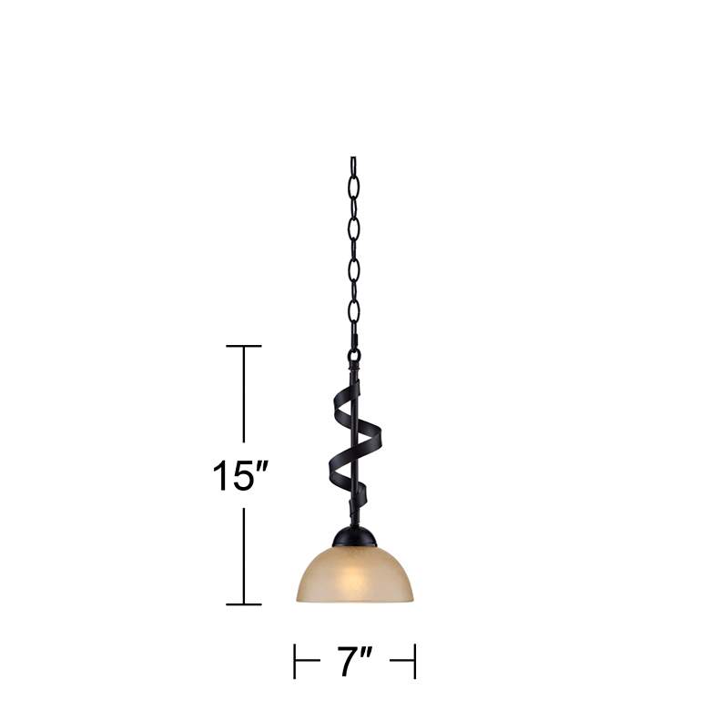 Image 6 Franklin Iron Works Bronzeador 7" Wide Spiral Ribbon Mini Pendant more views