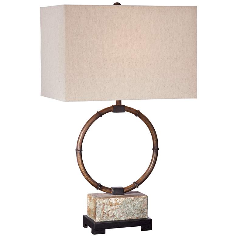 Image 1 Franklin Iron Works Bryce Iron Slate Table Lamp
