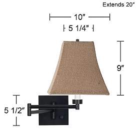 Image3 of Franklin Iron Works Burlap and Espresso Plug-In Swing Arm Wall Lamp more views