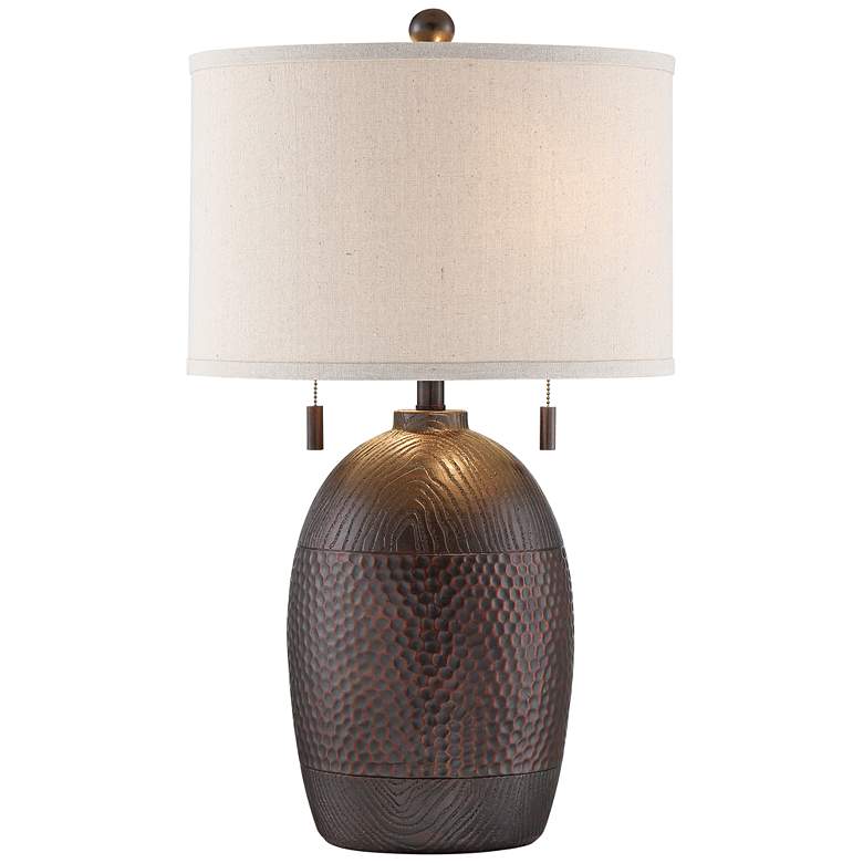 Image 3 Franklin Iron Works Byron 27 1/2" Hammered Bronze Pull Chain Lamp
