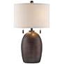 Franklin Iron Works Byron 27 1/2" Hammered Bronze Pull Chain Lamp in scene