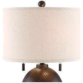 Image4 of Franklin Iron Works Byron 27 1/2" Hammered Bronze Pull Chain Lamp more views