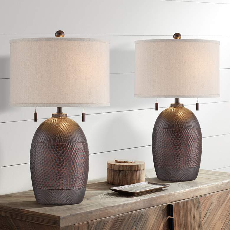 Image 1 Franklin Iron Works Byron 27 1/2" Pull Chain Table Lamps Set of 2