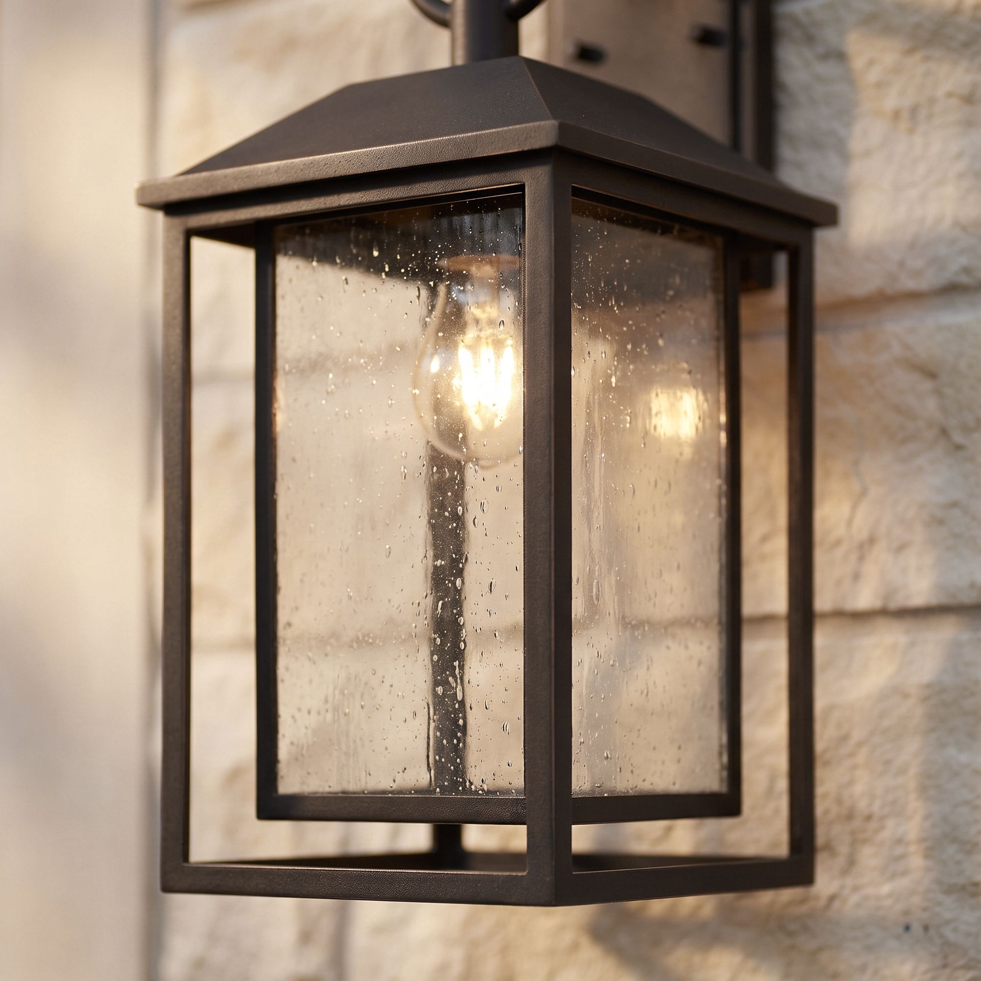 Image 5 Franklin Iron Works Califa 18" Bronze Textured Glass Outdoor Wall Lt more views