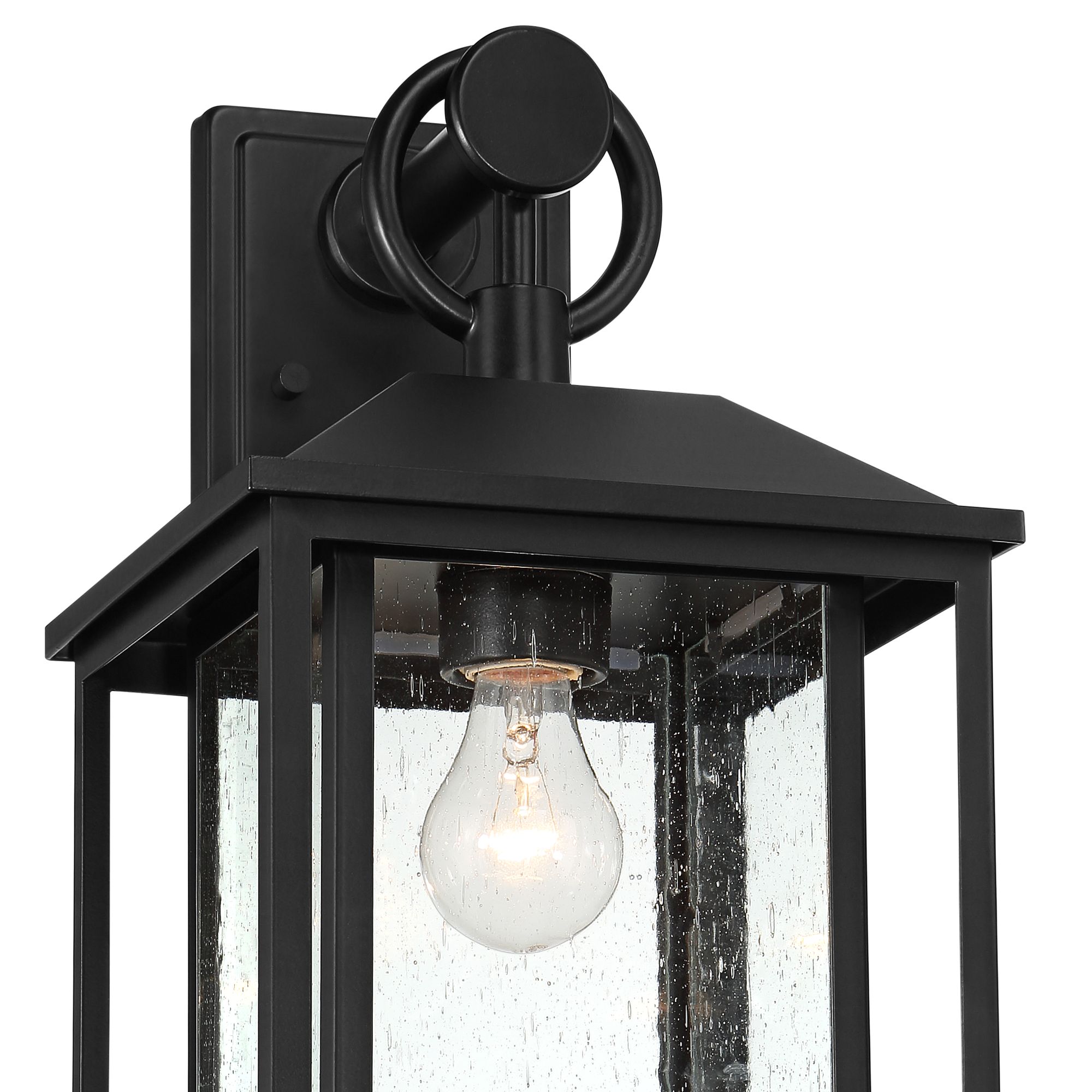 Image 3 Franklin Iron Works Califa 18"H Black Seedy Glass Outdoor Wall Light more views