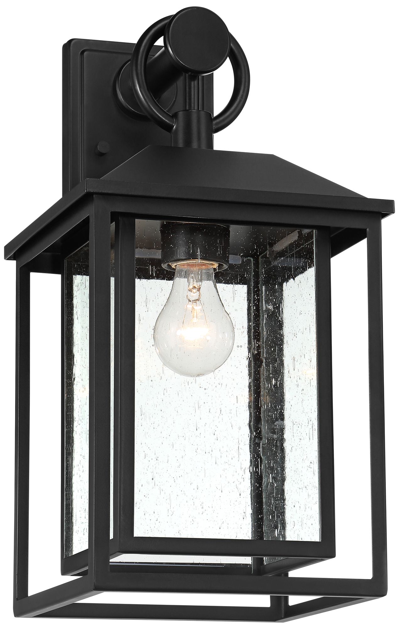 Image 5 Franklin Iron Works Califa 18"H Black Seedy Glass Outdoor Wall Light more views