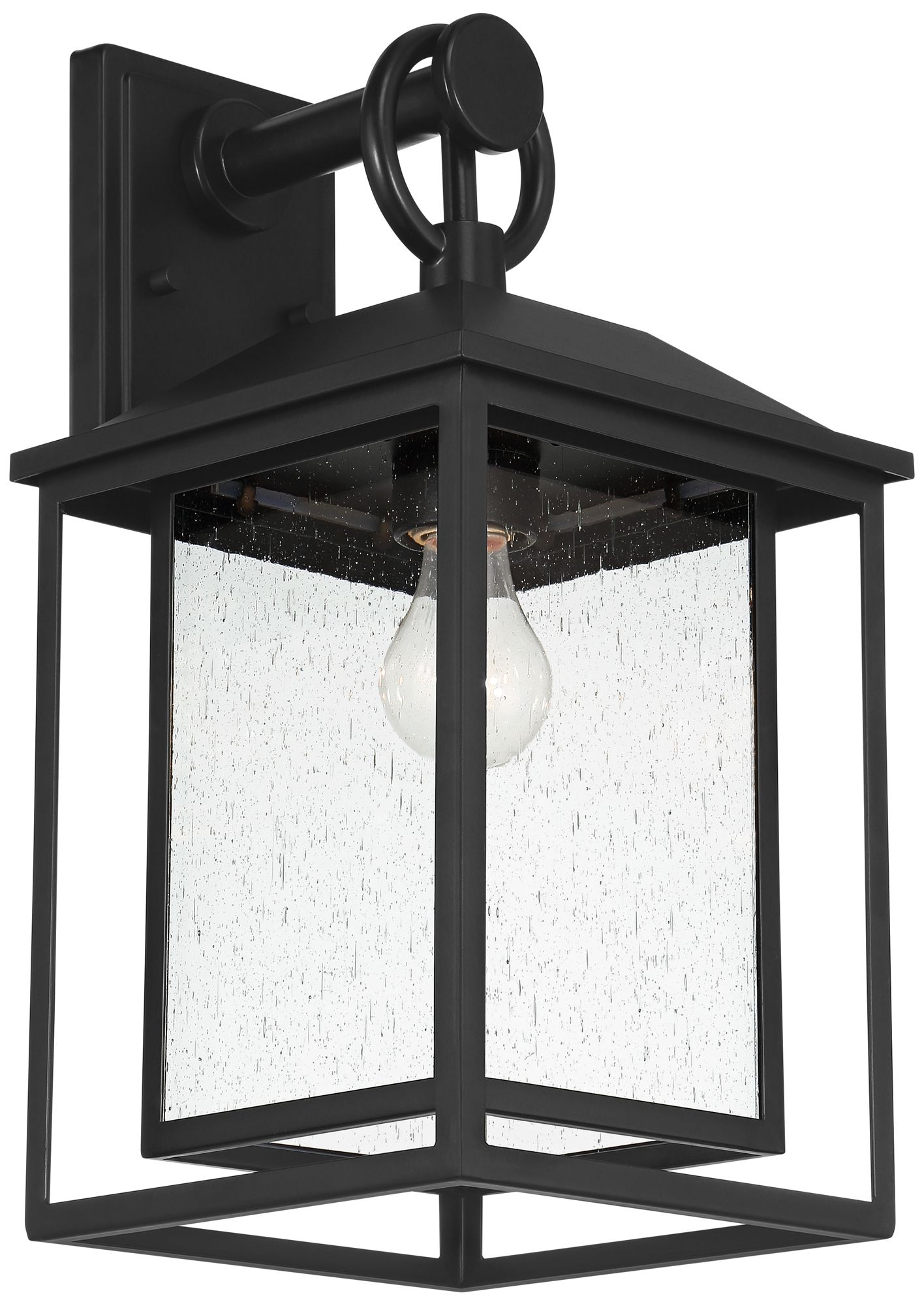 Image 6 Franklin Iron Works Califa 18"H Black Seedy Glass Outdoor Wall Light more views