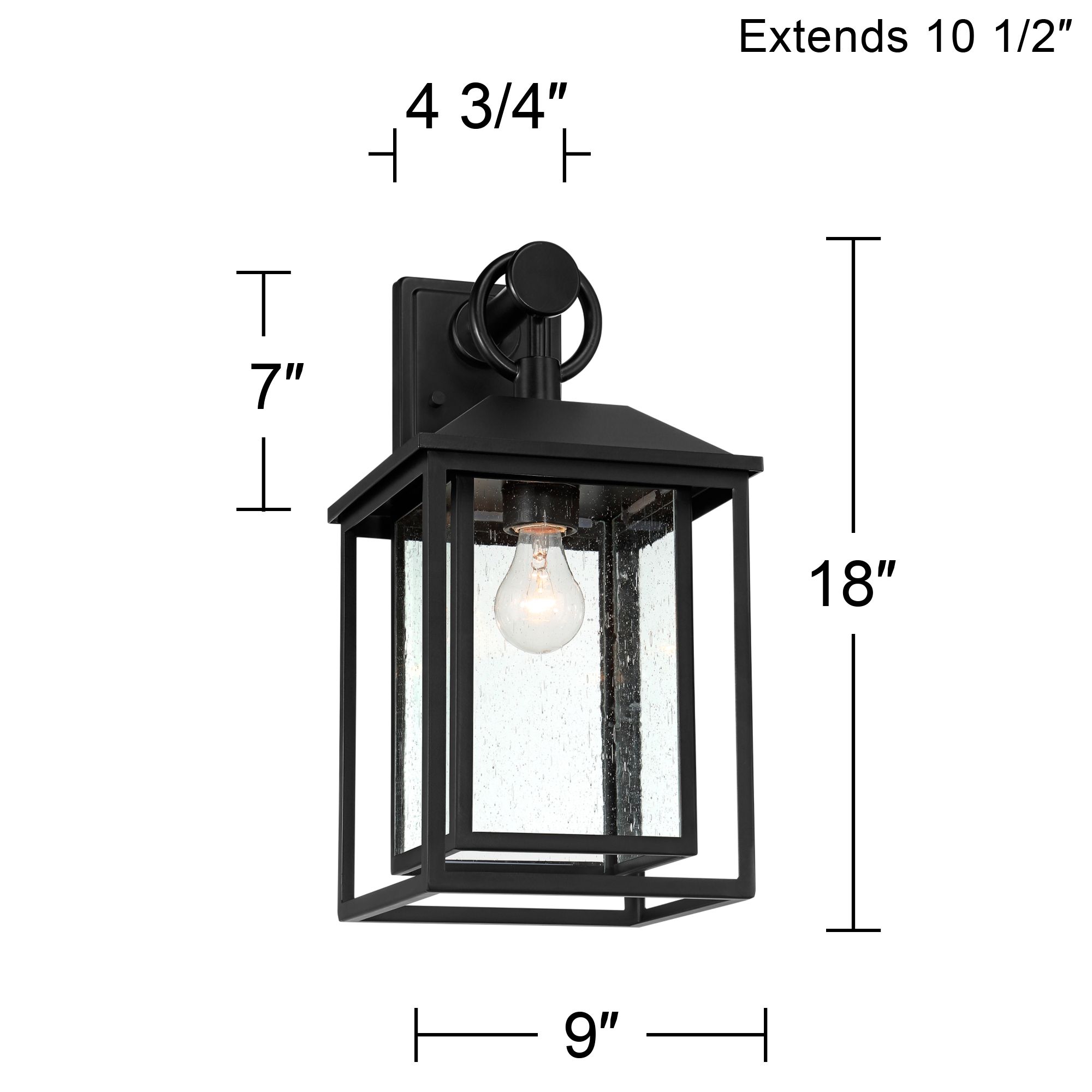 Franklin Iron Works Califa 18"H Black Seedy Glass Outdoor Wall Light