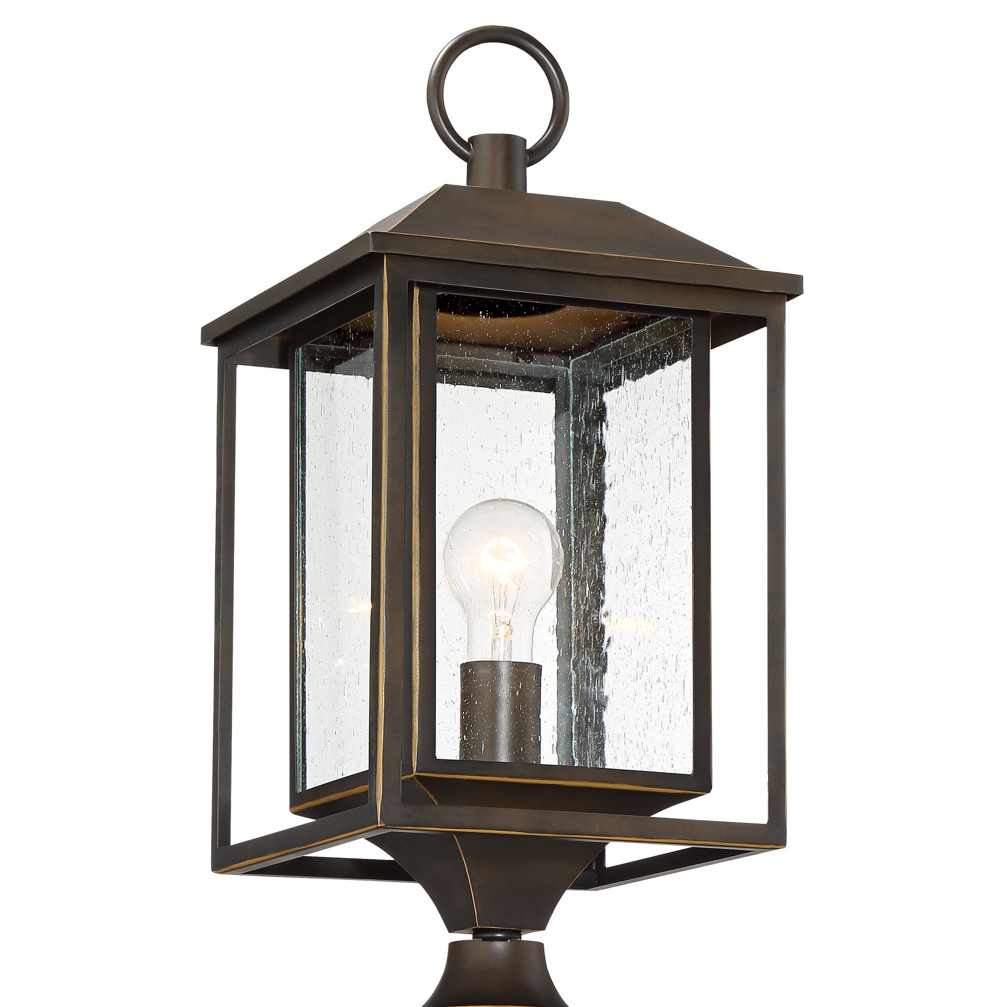 Image 3 Franklin Iron Works Califa 21 1/2"H Bronze Textured Glass Post Light more views