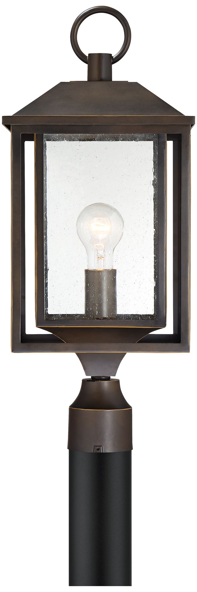 Image 4 Franklin Iron Works Califa 21 1/2"H Bronze Textured Glass Post Light more views