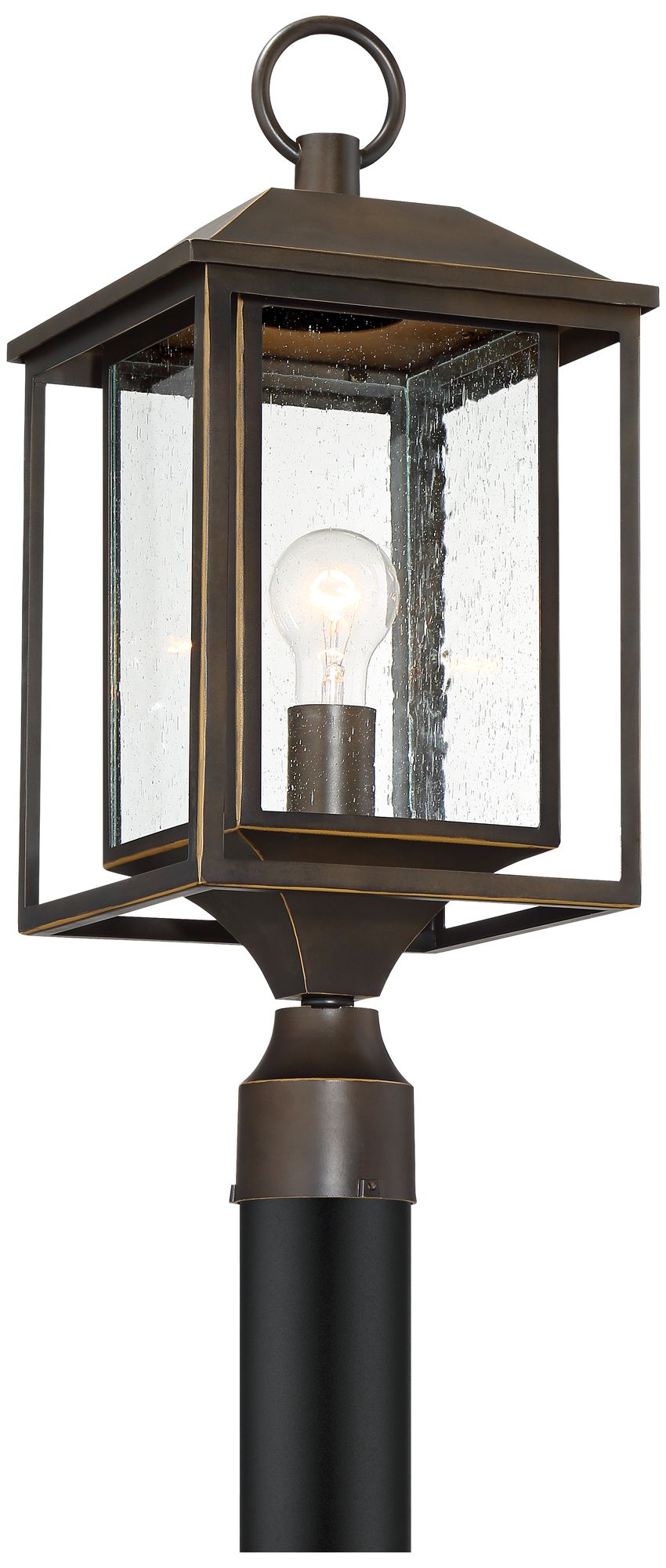 Image 5 Franklin Iron Works Califa 21 1/2"H Bronze Textured Glass Post Light more views