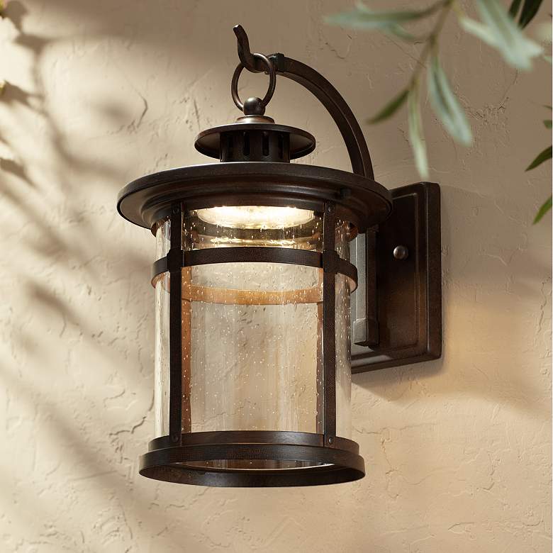 Image 1 Franklin Iron Works Callaway 14 1/2 inch Bronze LED Lantern Outdoor Light