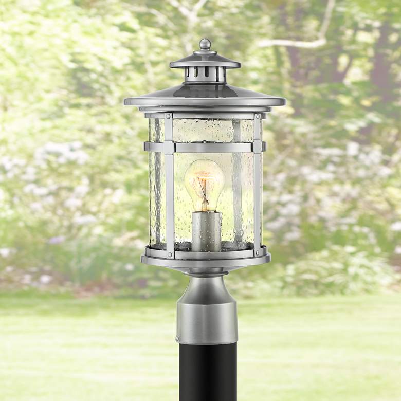 Image 1 Franklin Iron Works Callaway 15 1/2" High Chrome Outdoor Post Light