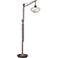Franklin Iron Works Calyx 66" Cognac Glass and Bronze LED Floor Lamp