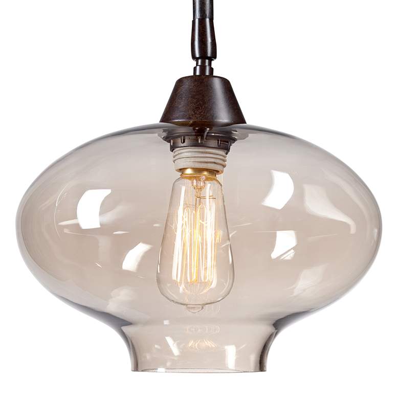 Image 4 Franklin Iron Works Calyx 66" Cognac Glass and Bronze LED Floor Lamp more views