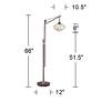 7_Franklin Iron Works Calyx 66" Cognac Glass and Bronze LED Floor Lamp more views
