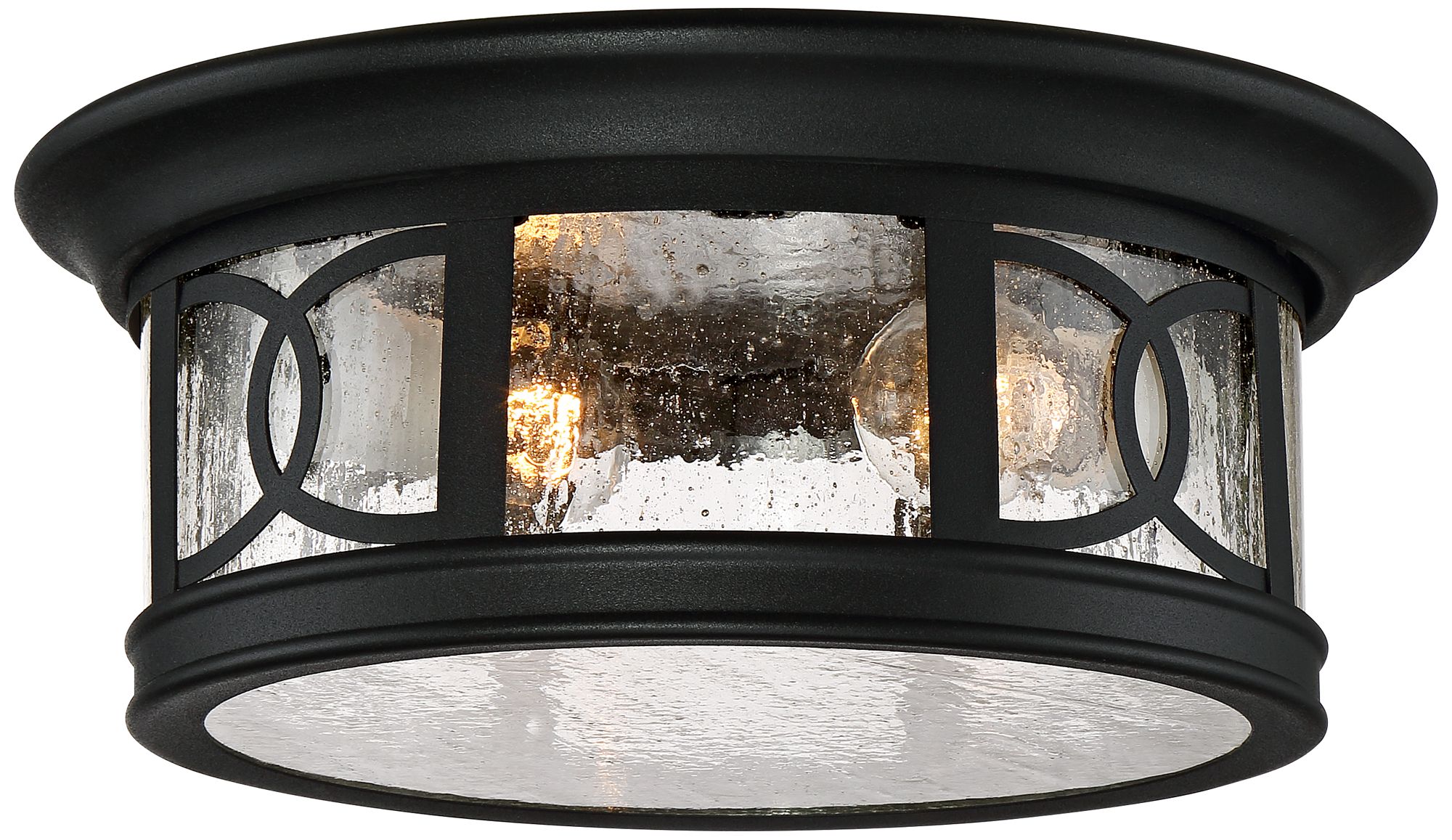 Image 2 Franklin Iron Works Capistrano 12" Black 2-Light Outdoor Ceiling Light