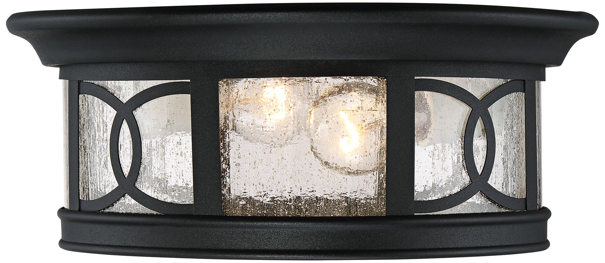 Image 4 Franklin Iron Works Capistrano 12" Black 2-Light Outdoor Ceiling Light more views