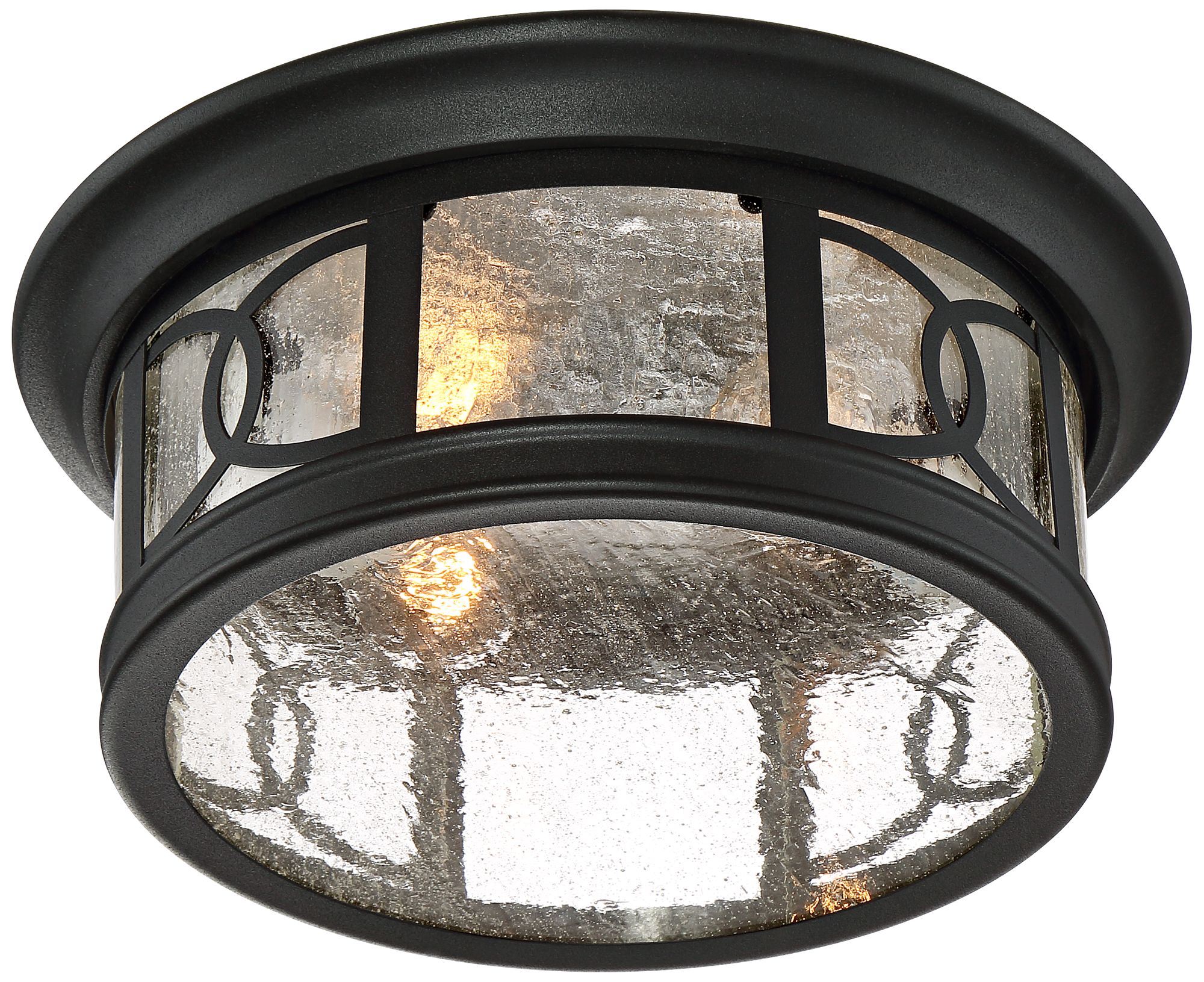 Image 6 Franklin Iron Works Capistrano 12" Black 2-Light Outdoor Ceiling Light more views