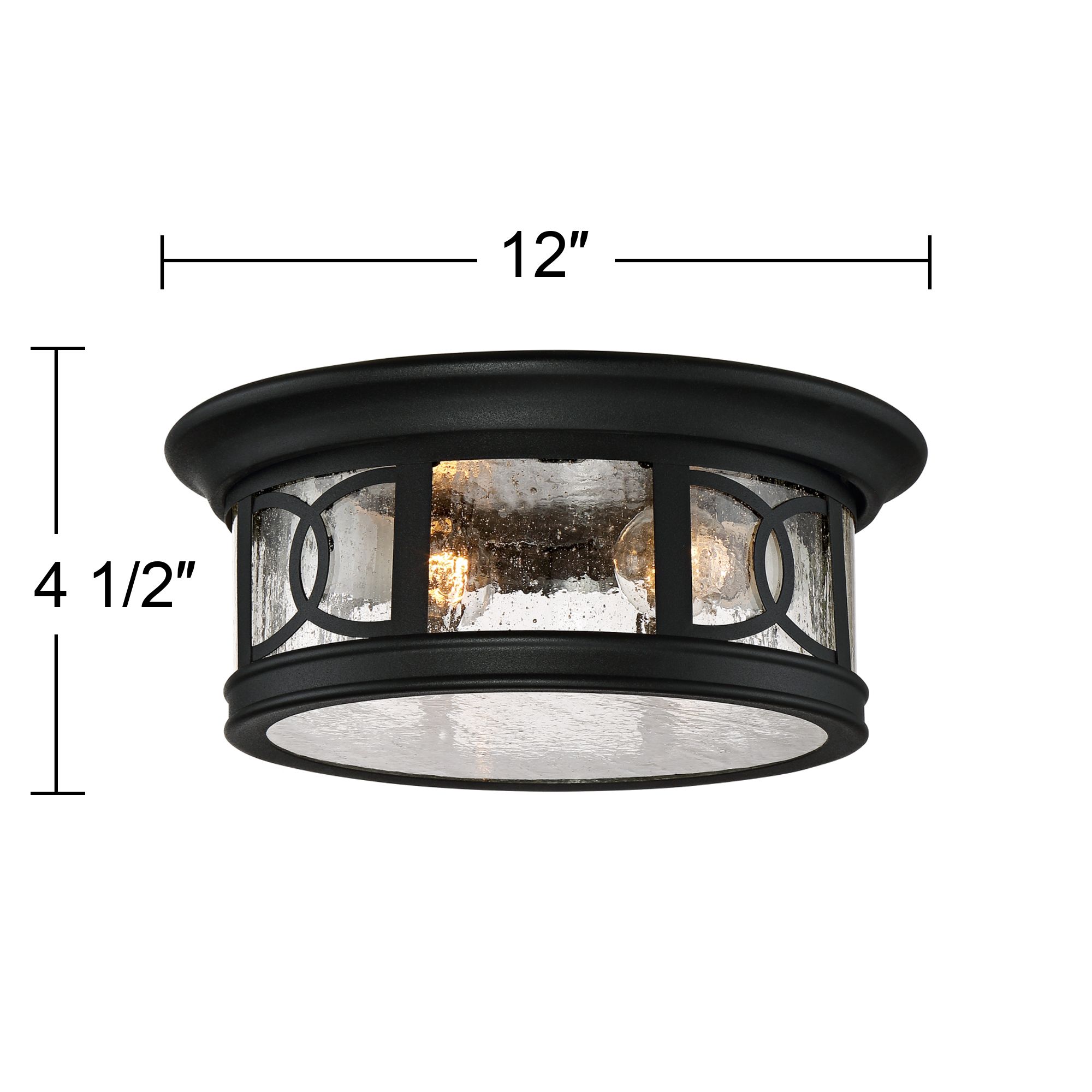 Franklin Iron Works Capistrano 12" Black 2-Light Outdoor Ceiling Light