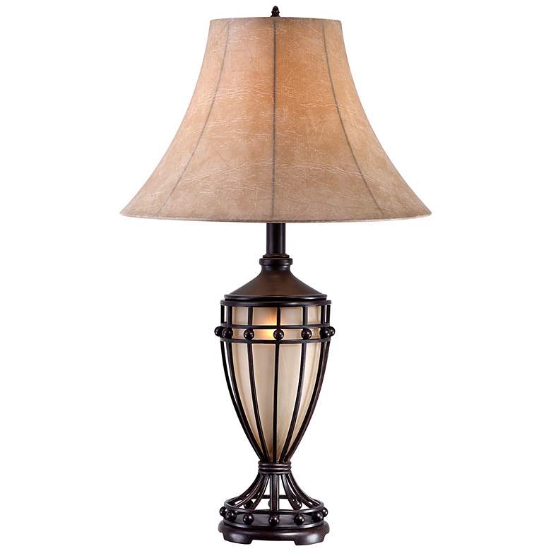 Image 2 Franklin Iron Works Cardiff 33 inch High Iron Night Light Urn Table Lamp