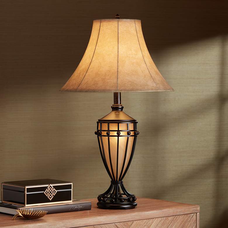 Image 3 Franklin Iron Works Cardiff 33" Night Light Urn Table Lamps Set of 2 more views