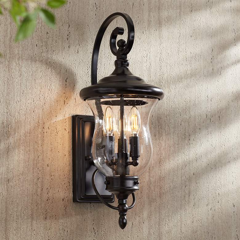 Image 1 Franklin Iron Works Carriage 22" High Bronze LED Outdoor Wall Light