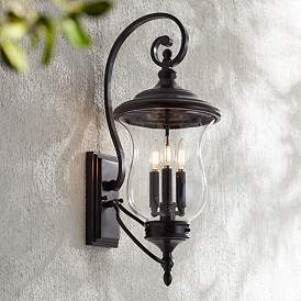 Image1 of Franklin Iron Works Carriage 26 3/4" Bronze 3-Light Outdoor Wall Light