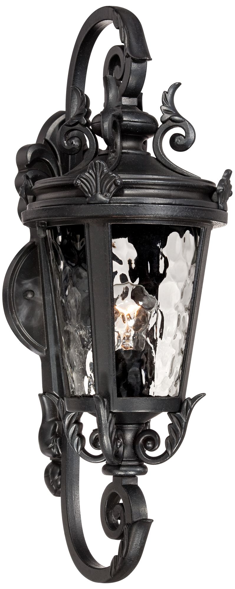 Franklin Iron Works Casa Marseille 19" Black Scroll Outdoor Wall Light